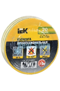 Изолента Iek UIZ-20-10-K52 0,18х19 мм желто-зеленая 20 метров ИЭК