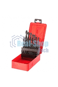 Набор сверл по металлу Sparta 1-10 мм (через 0,5 мм, 3,2, 4,8 мм), HSS, 21шт, мет.бокс, цилин.хв.