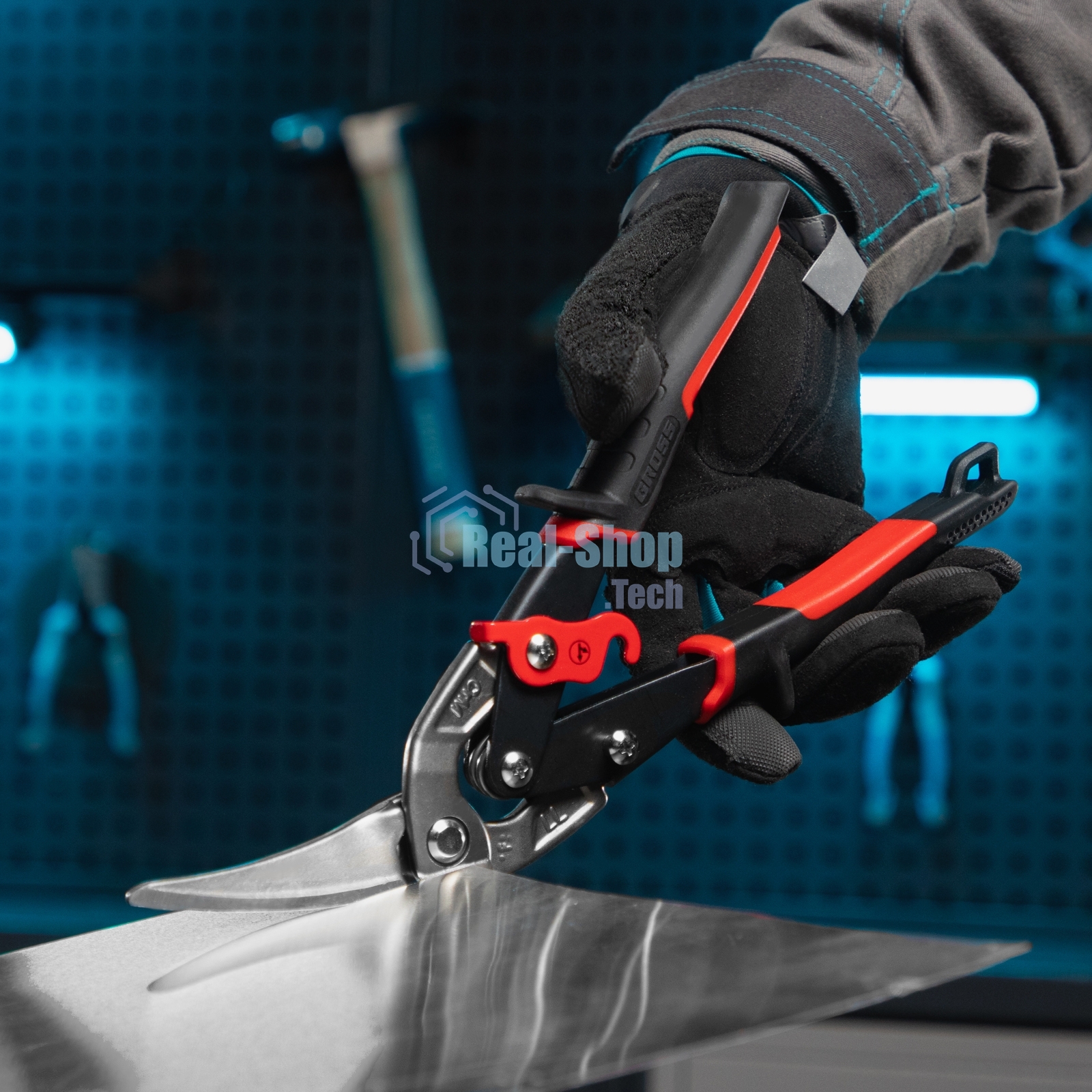 Ножницы по металлу Gross 78331 270 мм прямой и левый проходной резсталь-СrMo двухкомп. рук-ки