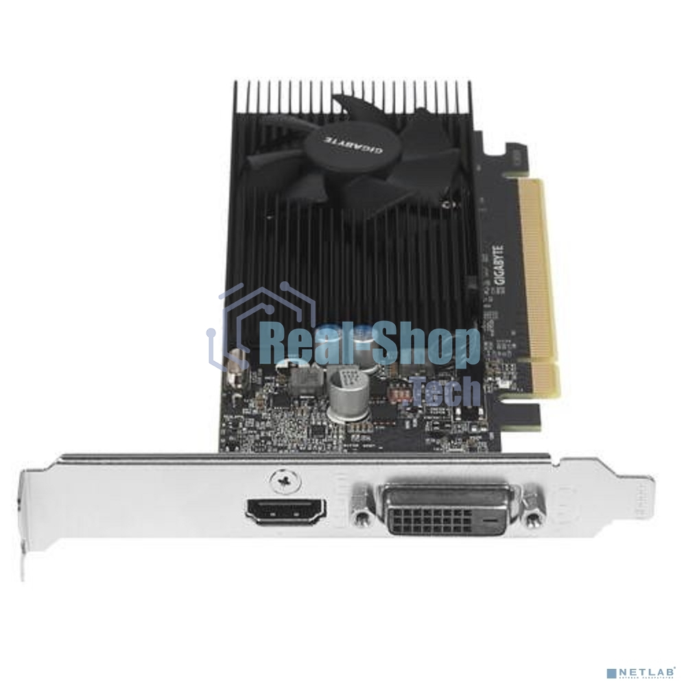 Видеокарта Gigabyte GV-N1030D4-2GL NVidia GeForce GT 1030, 2Gb DDR4/64-bit, PCI-Ex16 3.0, DVI-Dx1, HDMI2.0bx1, LP, 2-slot cooler, Retail