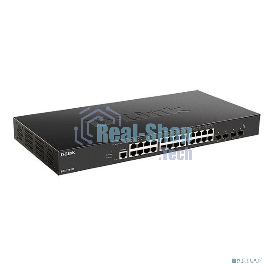 Коммутатор D-Link DXS-1210-28T/A1A, L2+ Smart Switch with 24 10Gbase-T ports and 4 25Gbase-X SFP28 ports.32K MAC address, 680Gbps switching capacity, 802.3x Flow Control, 802.3ad Link Aggregation, 4K of 802.