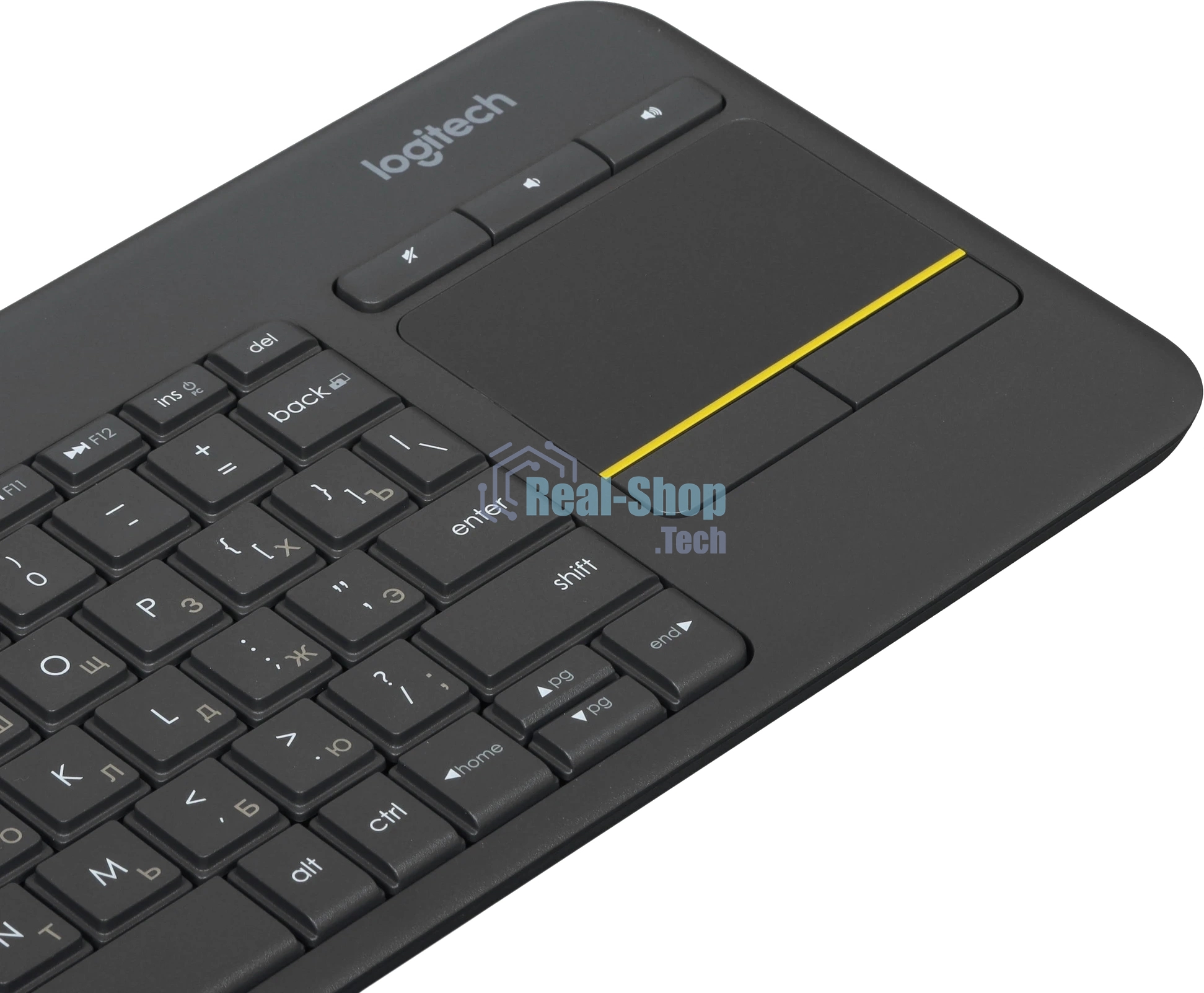 Клавиатура Logitech K400 Wireless Touch Plus беспроводная, радиоканал, чёрный