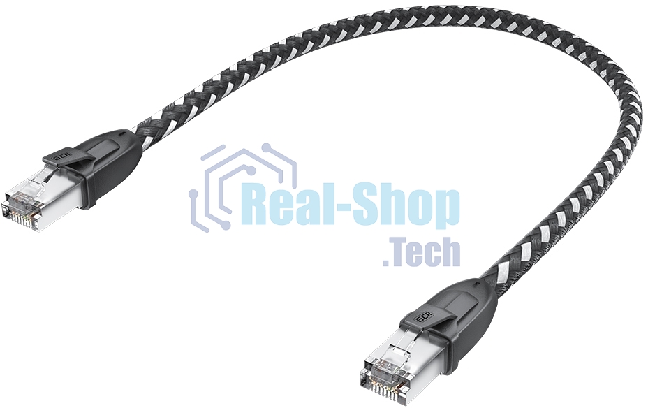 Патч-корд GCR PROF прямой 3.0m, UTP медь cat.6, STRONG черно-белый нейлон, ethernet high speed 10 Гбит/с, T568B, GCR-52778