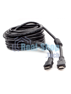 Кабель HDMI Cablexpert CCF2-HDMI4-15M, 19M/19M, v2.0, медь, позол.разъемы, экран, 2 фер.кольца, 15м, черный, пакет