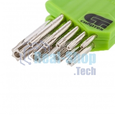 Набор ключей имбусовых Сибртех Tamper-Torx, 9 шт., TT10-TТ50, 45x, закаленные, короткие, никель