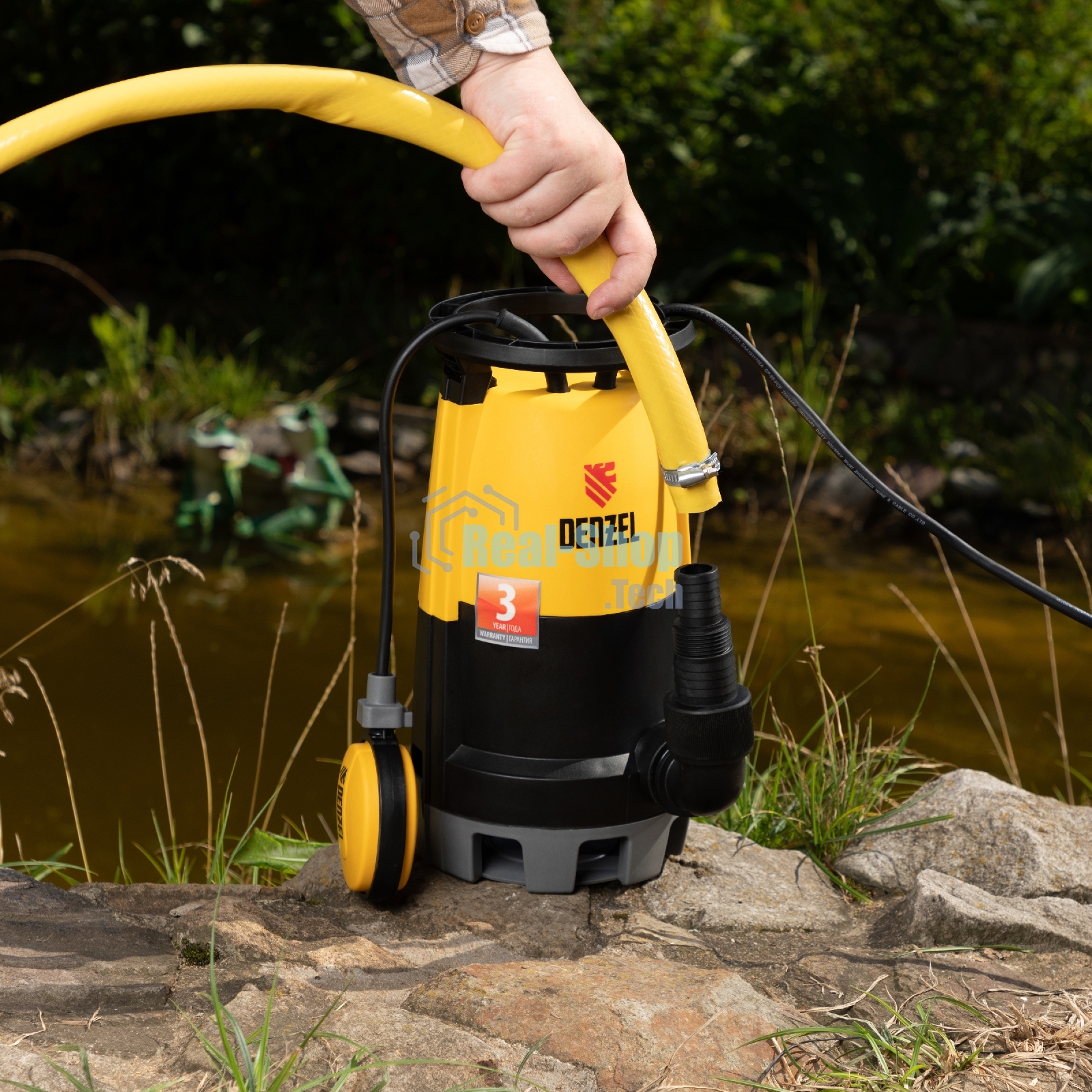 Дренажный насос для чистой и грязной воды Denzel DP-600S, 600 Вт, напор 7 м, 13000 л/ч