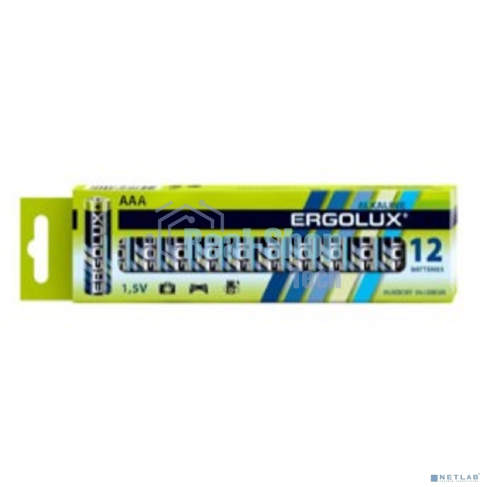 Батарея Ergolux Alkaline LR03 BP-12 AAA 1250mAh (12шт) коробка