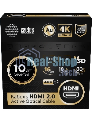 Кабель аудио-видео Cactus CS-HDMI-AOC-2-30 HDMI (m)/HDMI (m) 30м. позолоч.конт. черный
