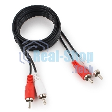 Кабель аудио Cablexpert CCA-2R2R-1.8M-N, 2xRCA/2xRCA, 1.8м, черный, пакет