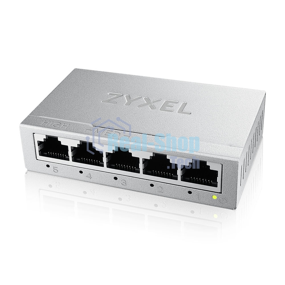 Коммутатор Zyxel GS-105B v5, 5 портов 1000 Мбит/с, настольный, металлический корпус