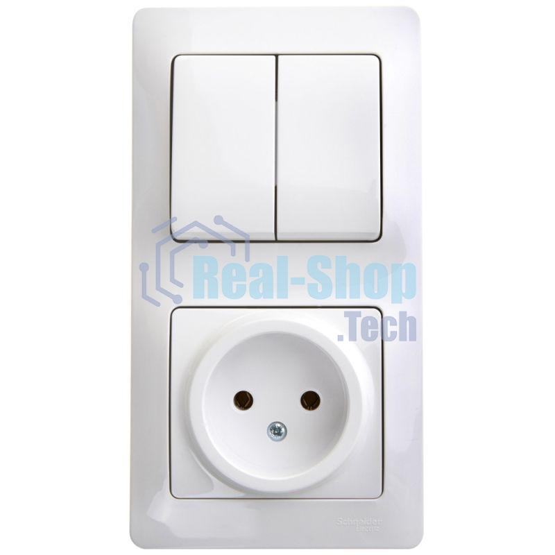 Блок комбинированный GLOSSA розетка + выкл. 2-кл. бел. SchE