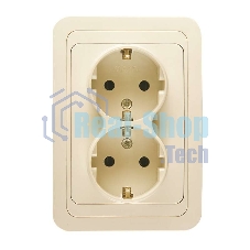Розетка Makel 2-м СП Mimoza 16А IP20 с заземл. крем/крем