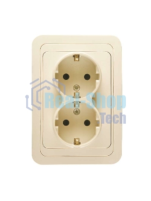 Розетка Makel 2-м СП Mimoza 16А IP20 с заземл. крем/крем