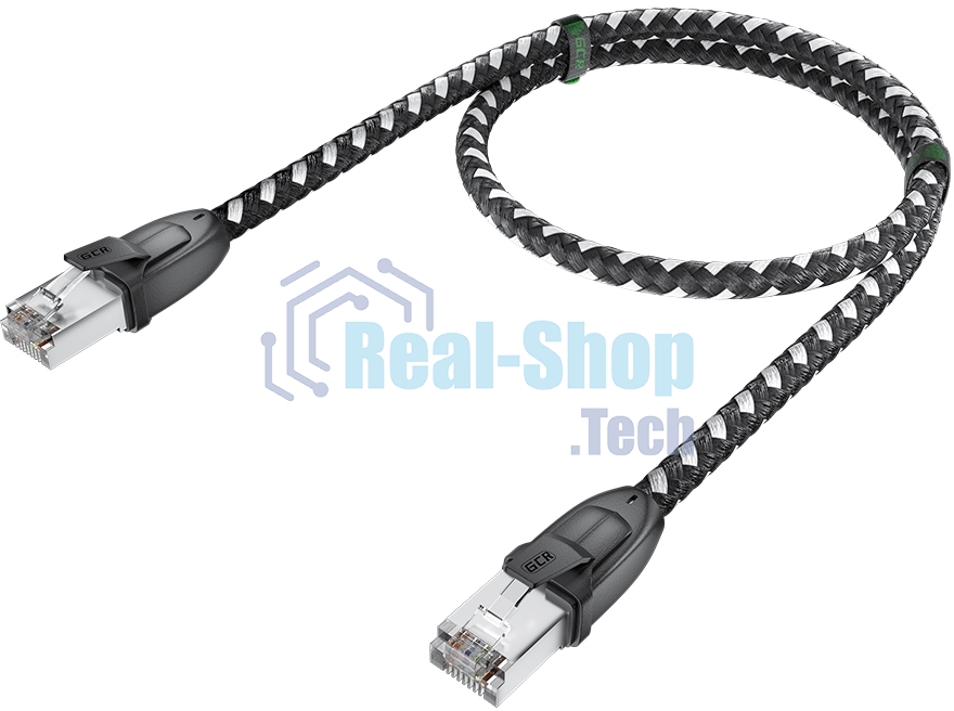 Патч-корд GCR PROF прямой 3.0m, UTP медь cat.6, STRONG черно-белый нейлон, ethernet high speed 10 Гбит/с, T568B, GCR-52778