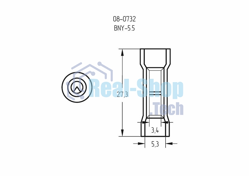 Соединительная гильза изолированная Rexant L-27.3 мм нейлон 4-6 мм² (ГСИ(н) 6.0/ГСИ-н 4,0-6,0) желтая