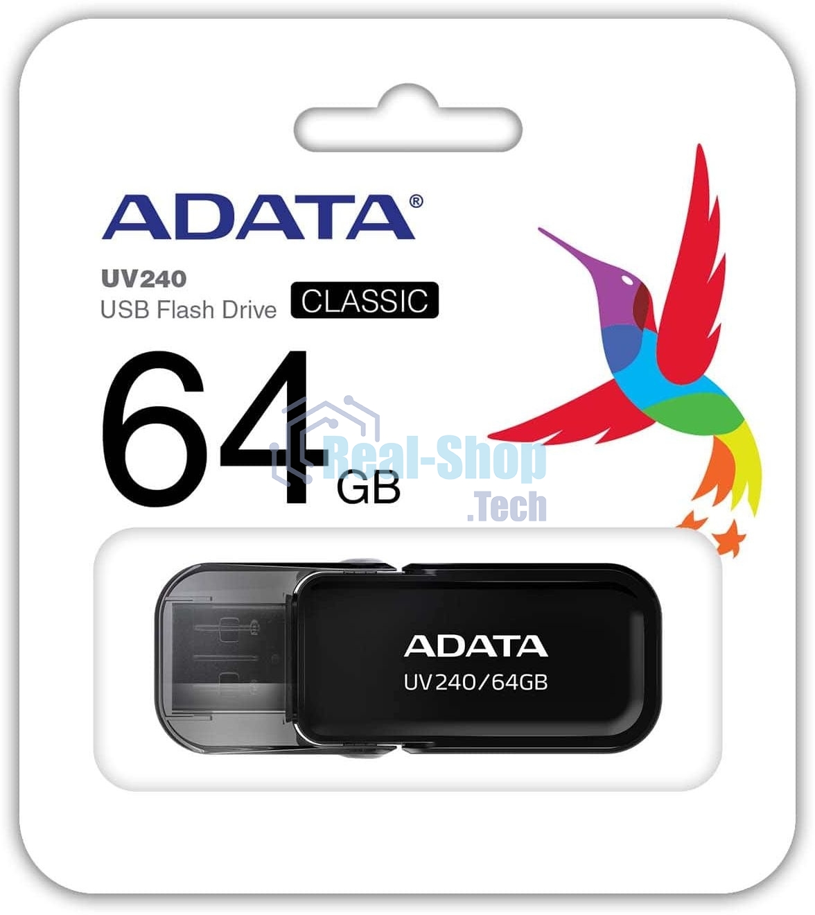 Флешка USB ADATA UV240 (AUV240-64G-RBK), 64Gb, USB 2.0, R/W 15/5, черный