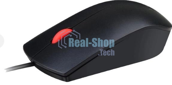 Мышь проводная Lenovo Essential черный, 1600 dpi, USB, кнопки - 3