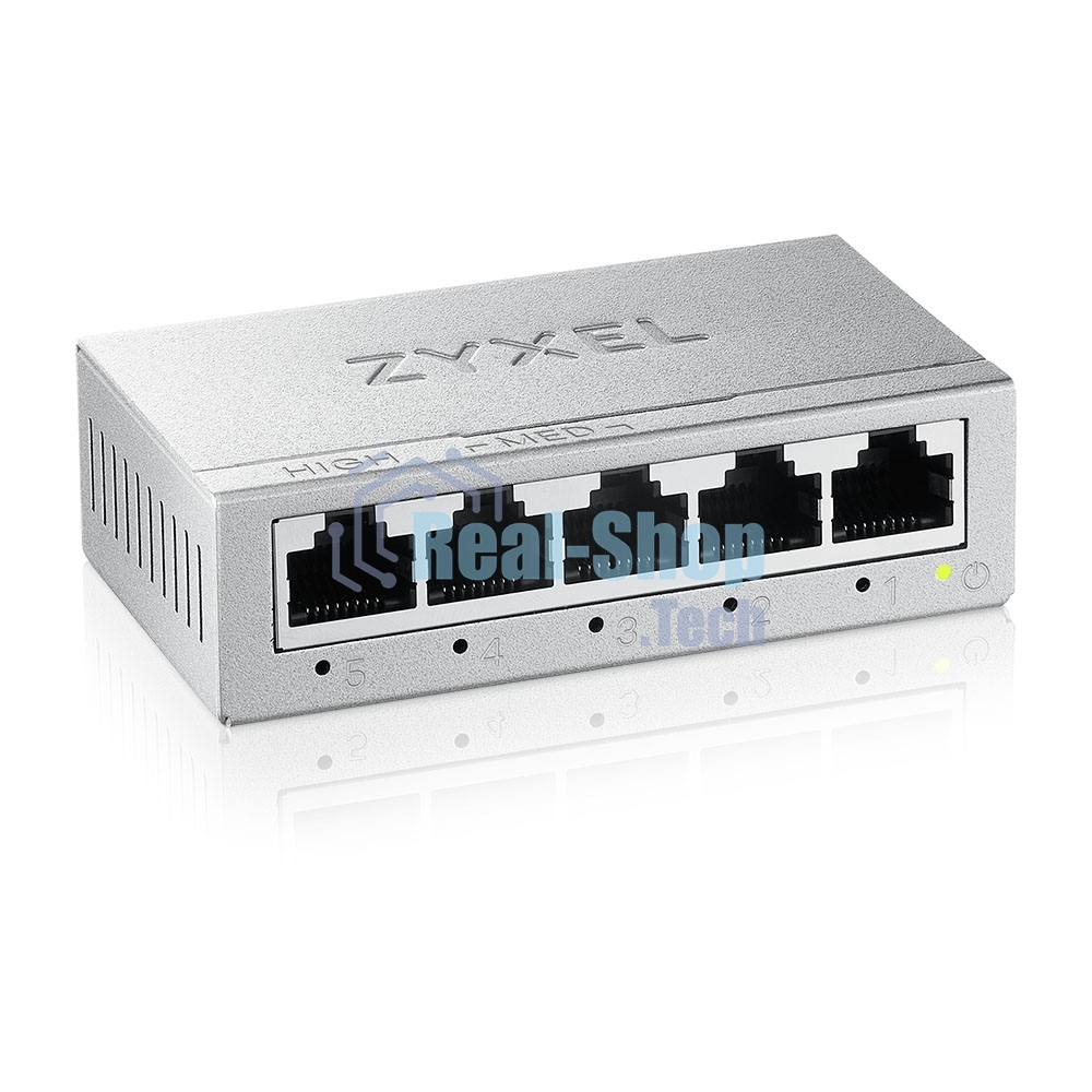 Коммутатор Zyxel GS-105B v5, 5 портов 1000 Мбит/с, настольный, металлический корпус