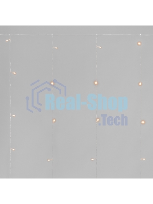 Занавес 1,5x1,5м 64 LED ТЕПЛЫЙ БЕЛЫЙ прозрачный ПВХ IP20 свечение с динамикой 220В не соединяется, с контроллером NEON-NIGHT