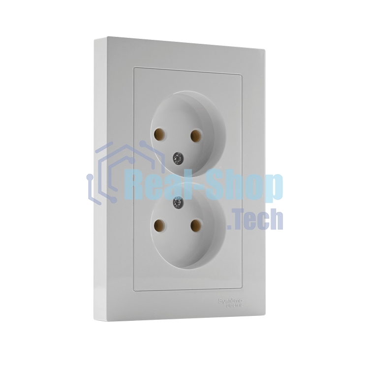 Розетка 2-м AtlasDesign без заземл. 16А в сборе белый SchE ATN000120