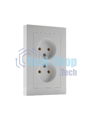 Розетка 2-м AtlasDesign без заземл. 16А в сборе белый SchE ATN000120