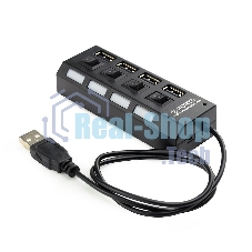 USB-концентратор USB 2.0 Gembird UHB-243-AD с подсветкой и выключателем, 4 порта, блистер