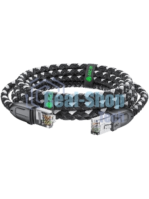 Патч-корд GCR PROF прямой 3.0m, UTP медь cat.6, STRONG черно-белый нейлон, ethernet high speed 10 Гбит/с, T568B, GCR-52778