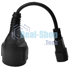 Удлинитель, вилка C14 - розетка Schuko, 3х0.75, 220 В, 10А, черный, 0.2 метра