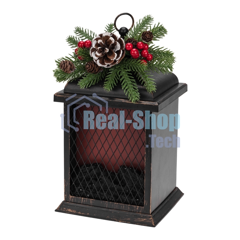 Светодиодный камин Рождество с эффектом живого огня 15х14х26см, батарейки 2хС (не в комплекте) и USB, бронзовый Neon-night