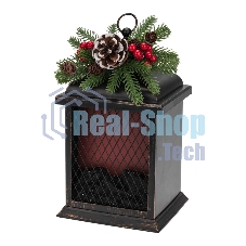 Светодиодный камин Рождество с эффектом живого огня 15х14х26см, батарейки 2хС (не в комплекте) и USB, бронзовый Neon-night