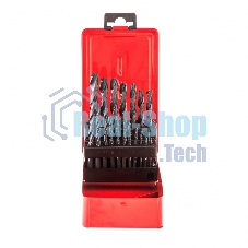 Набор сверл по металлу Sparta 1-10 мм (через 0,5 мм, 3,2, 4,8 мм), HSS, 21 шт, мет. бокс, цилин. хв.