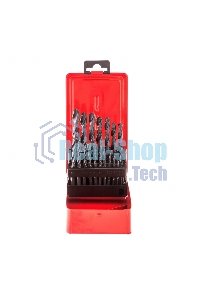 Набор сверл по металлу Sparta 1-10 мм (через 0,5 мм, 3,2, 4,8 мм), HSS, 21шт, мет.бокс, цилин.хв.