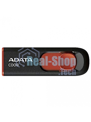 Флешка USB ADATA Classic C008 (AC008-16G-RKD), 16Gb, USB 2.0, R/W 30/6, черный/красный