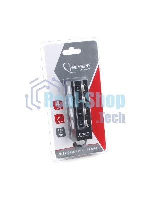 USB-концентратор USB 2.0 Gembird UHB-243-AD с подсветкой и выключателем, 4 порта, блистер