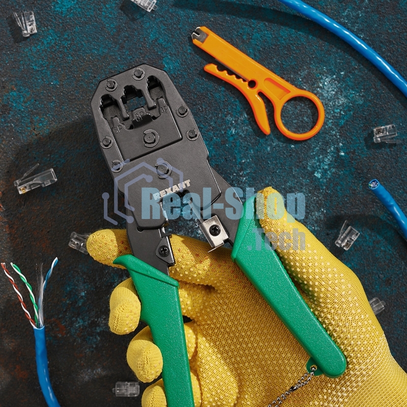 Кримпер Rexant HT-200 для обжима 8P8C, 6P6C, 4P4C, заделка витой пары