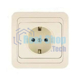 Розетка 1-м Makel СП Mimoza 16А IP20 с заземл. крем/крем