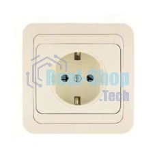 Розетка 1-м Makel СП Mimoza 16А IP20 с заземл. крем/крем