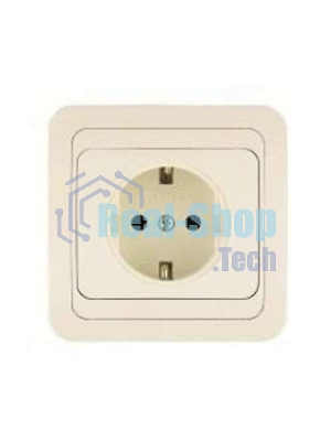 Розетка 1-м Makel СП Mimoza 16А IP20 с заземл. крем/крем