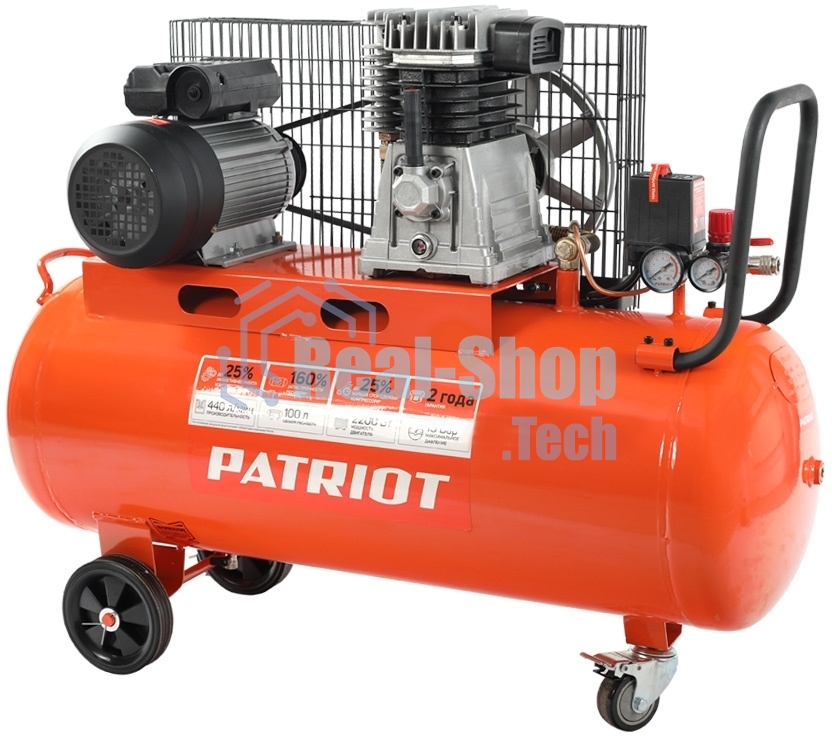 Компрессор поршневой Patriot PTR 100-440I масляный 440л/мин 100л 2200Вт оранжевый