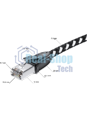 Патч-корд GCR PROF прямой 3.0m, UTP медь cat.6, STRONG черно-белый нейлон, ethernet high speed 10 Гбит/с, T568B, GCR-52778