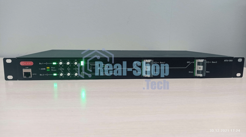 Автоматический ввод резерва Elemy ATS-1203/16/S/E/DO, 1U, 220B, 16A, Ethernet, Digital Output, in (2) C20, out (1) C19 (6) C13