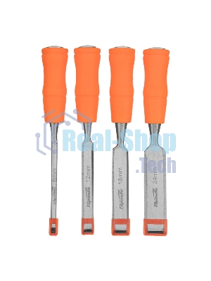 Набор стамесок Sparta 4 шт, 6-12-18-24 мм, плоские, пластиковые ударные рукоятки