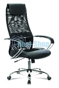 Кресло руководителя Бюрократ CH-608SL/BLACK TW-01 TW-11 черный, искусст.кожа/ткань, крестовина хром, спинка сетка
