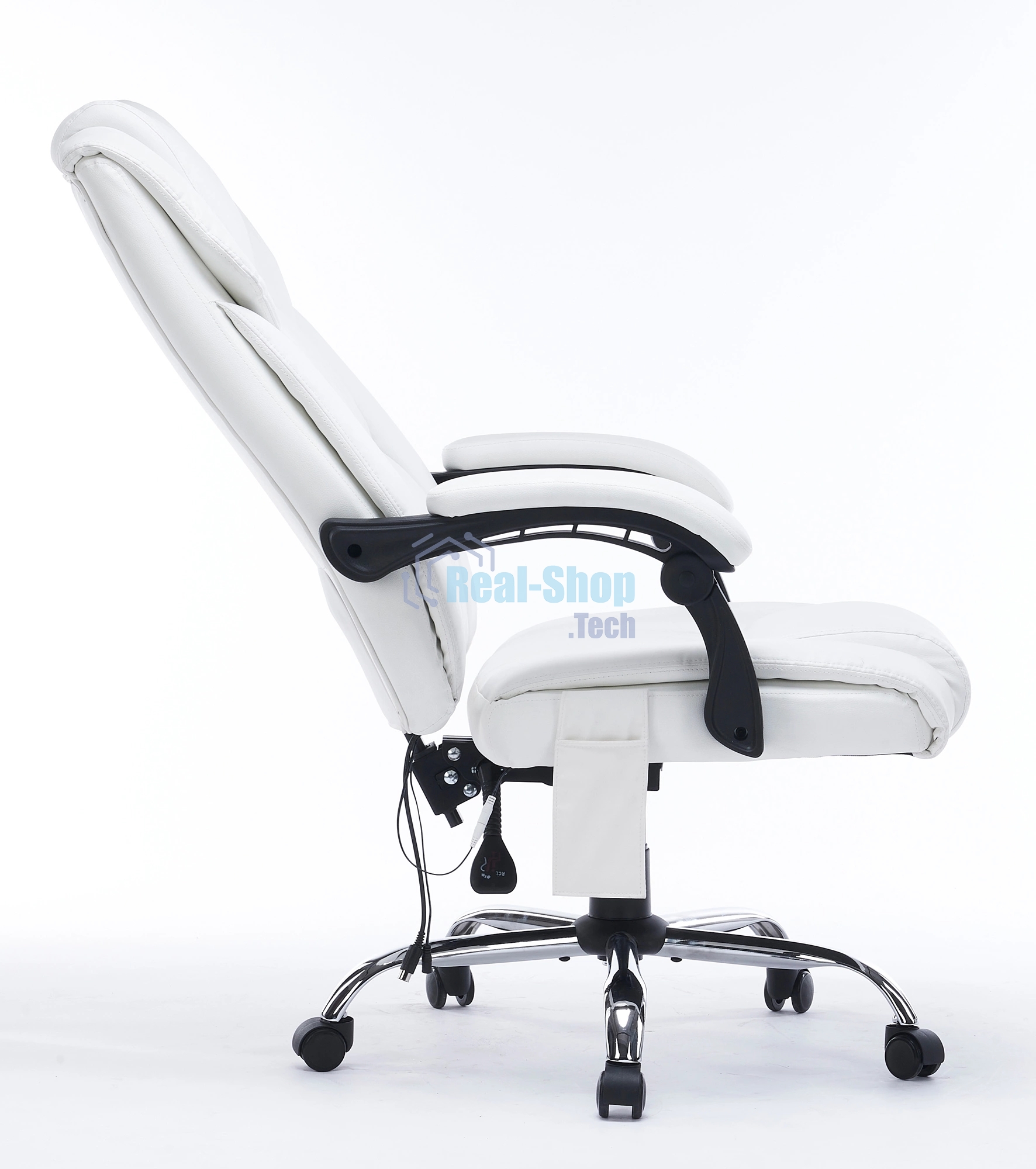 Кресло компьютерное Cactus CS-CHR-OC02M-WT белый, эко.кожа, крестов. сталь