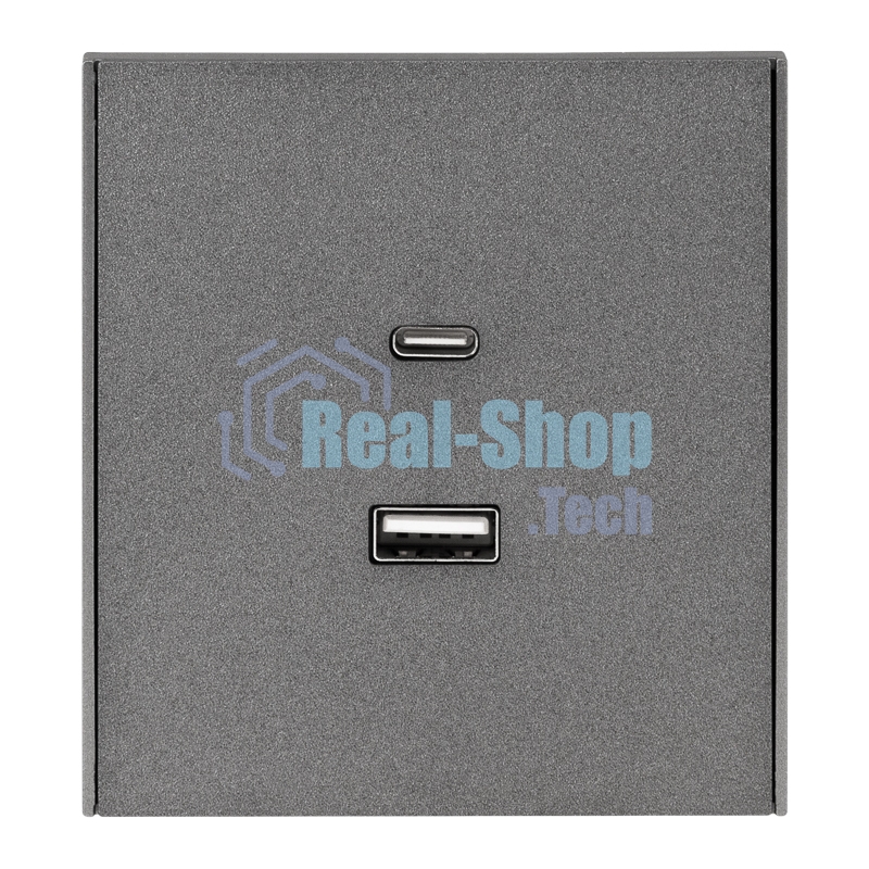 Розетка Kranz STRONG USB-A+Type-C 3А с функцией быстрой зарядки графит