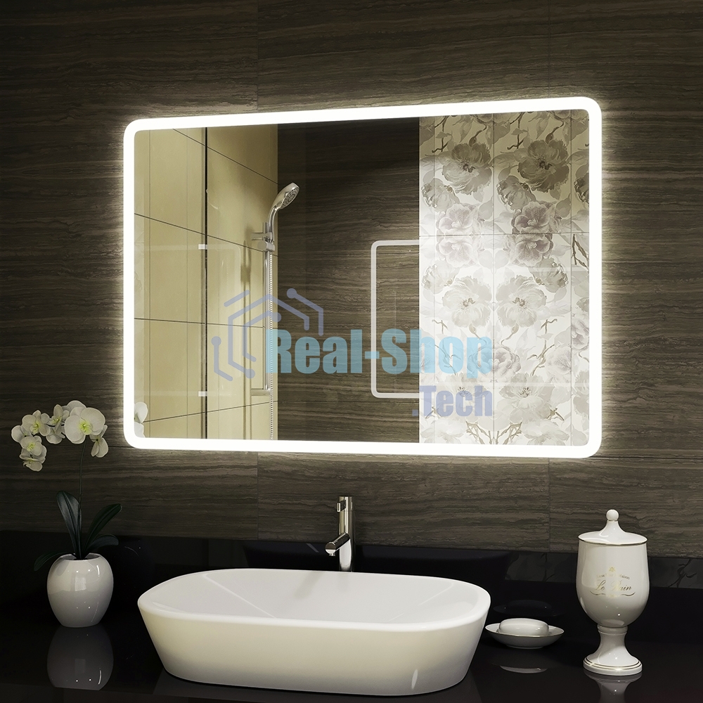 Зеркало Bau Stil 100х70, LED подсветка, сенсор, пластиковый защитный корпус