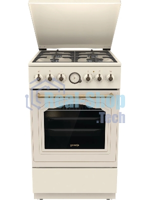 Плита комбинированная Gorenje GKS5B70CLI бежевый, конфорок 4 газовых, духовка 70 л, 50 см x 85 см x 59.4 см