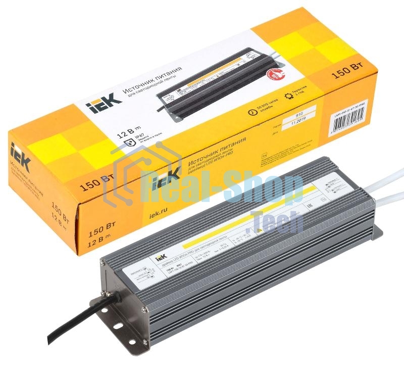 Драйвер LED IEK LSP1-150-12-67-33-PRO ИПСН-PRO 150Вт 12В блок-шнуры IP67 IEK