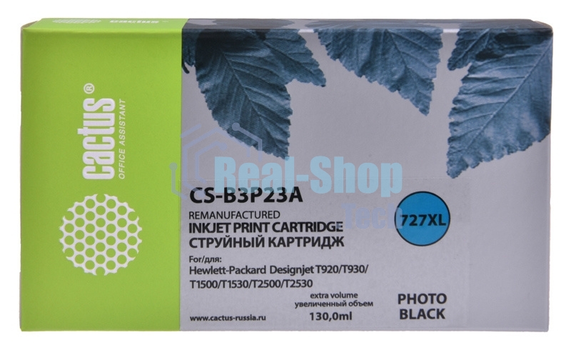 Картридж струйный Cactus CS-B3P23A №727 фото черный (130 мл) для HP DJ T920/T1500
