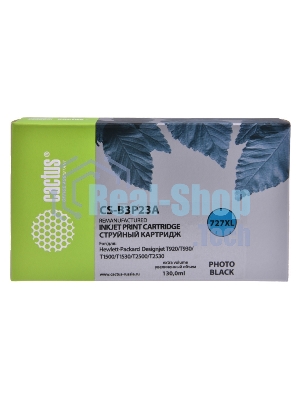 Картридж струйный Cactus CS-B3P23A №727 фото черный (130 мл) для HP DJ T920/T1500